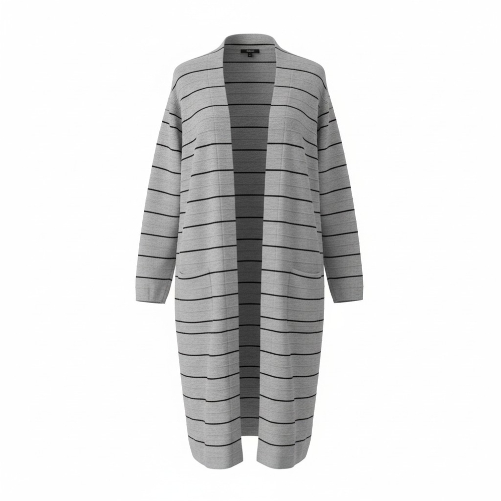 T Tahari Gray and Black Striped Cardigan